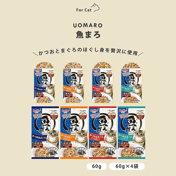 Petio - 無穀物 鰹魚+吞拿魚 +鰹魚片濕糧包 60g x4包 (W14655) (80405999X4)