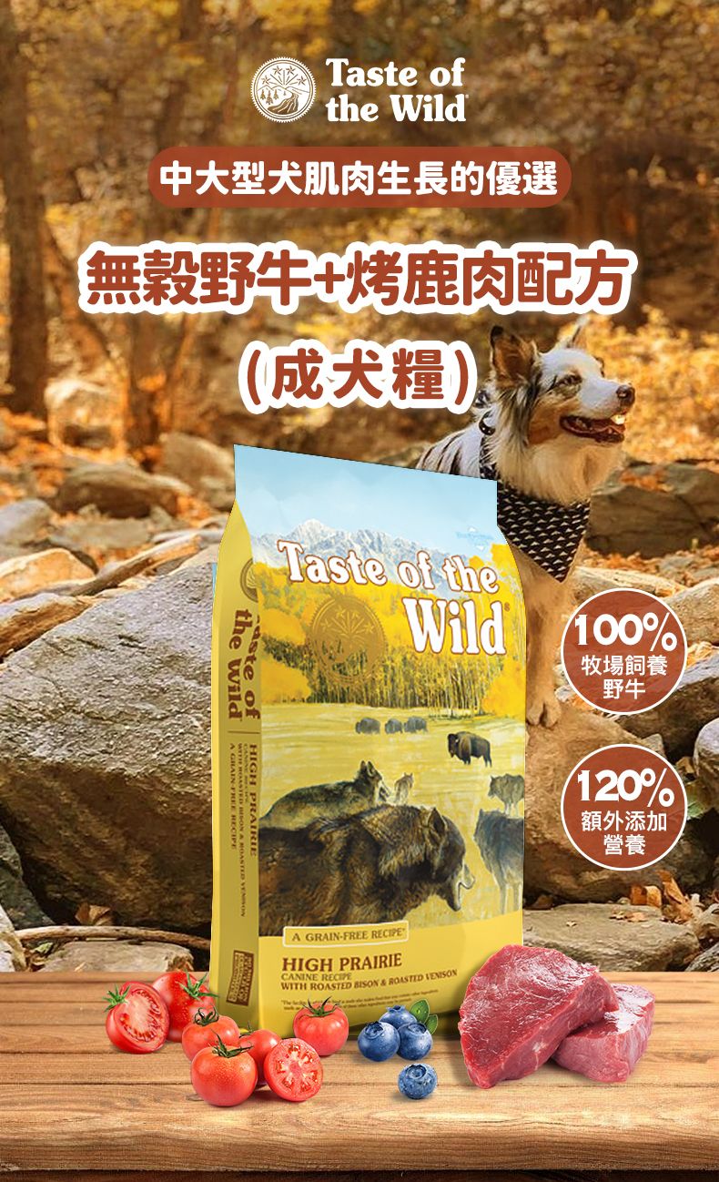 Taste of the Wild - #W47 TOW無穀物野牛+烤鹿肉配方 (成犬糧) 2KG (90101600)