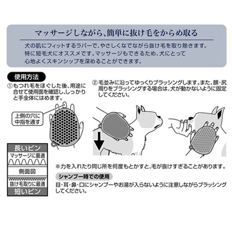 Petio - W25995 #E59" Porta 犬用橡膠雙面套指梳 (91602211)