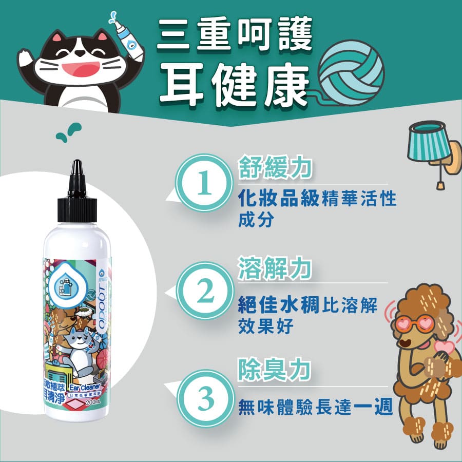 ODOUT - (犬貓適用)Ecocert耳清淨潔耳液 (200ML) X 6件 (91603880X6)