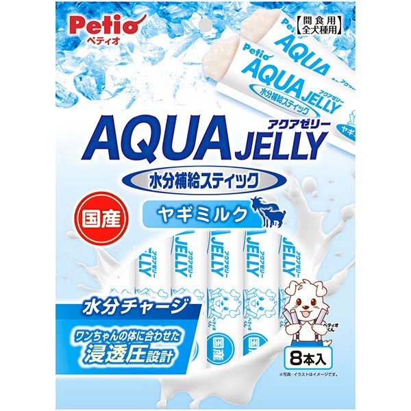 Petio - Aqua Jelly 山羊奶味 補充水份唧唧棒 狗小食 (8支裝) (W14670) (80505361)