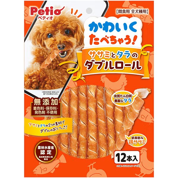 Petio - 雞胸肉 + 鱈魚雙層卷 狗小食 (12支裝) (W14720) (80505371)