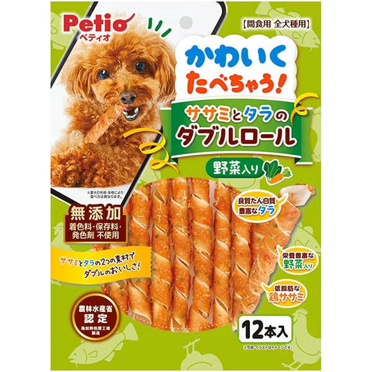 Petio - 雞胸肉 + 鱈魚 + 蔬菜雙層卷 狗小食 (12支裝) (W14721) (80505372)
