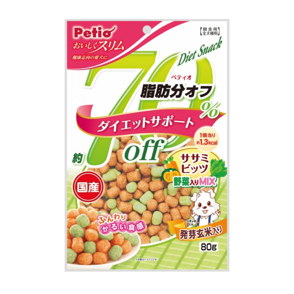 Petio - 狗小食70%低脂雞胸肉及蔬菜粒80g  (90501280)