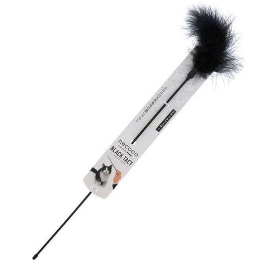Petio - W26451 #G131 necoco BLACK TACT 黑色蓬鬆羽毛逗貓棒  (91602631)