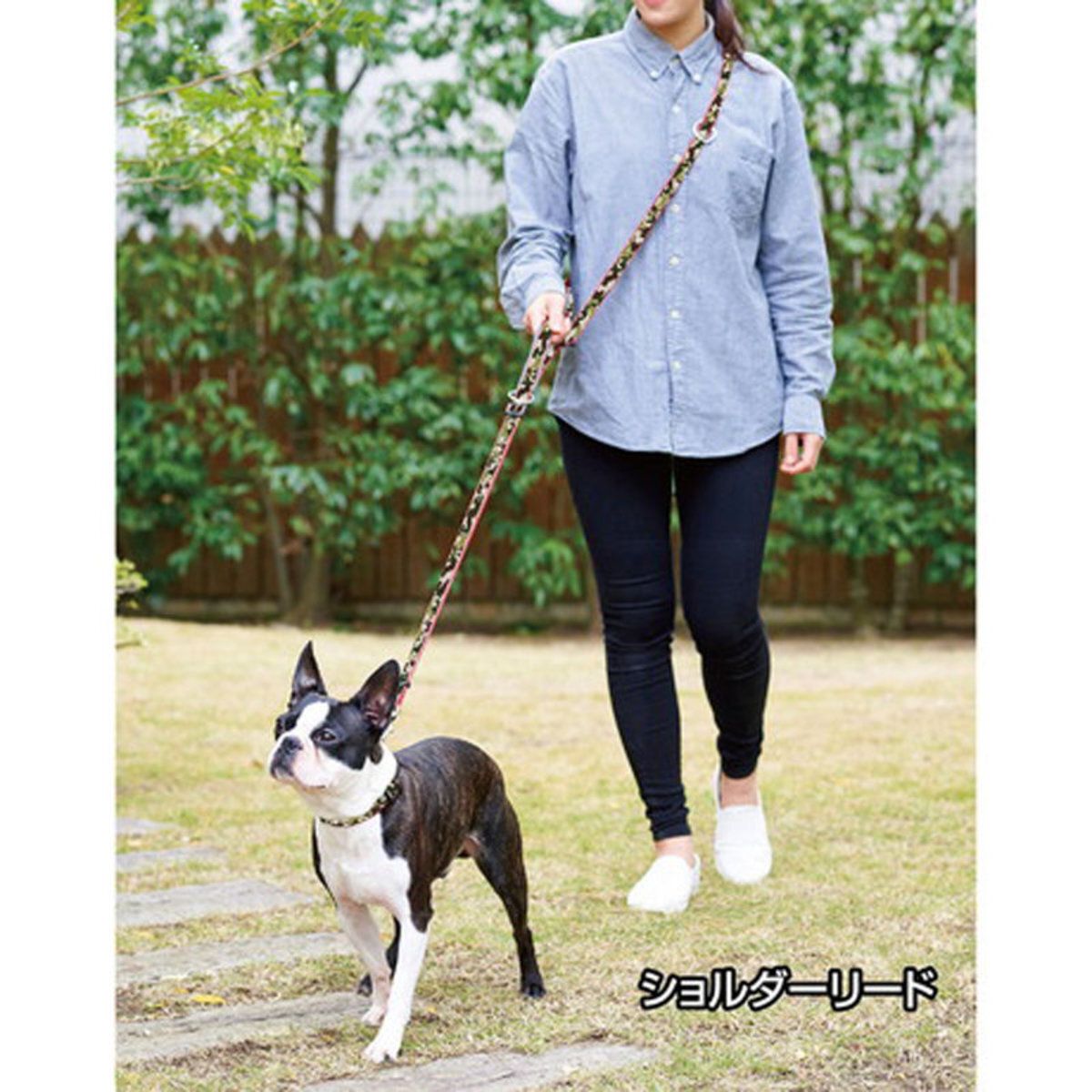 Petio - W57809 #J82 Ethical Door ECO多功能狗用 抗菌防水 迷彩免提拖帶牽繩 紅色  (91602740)