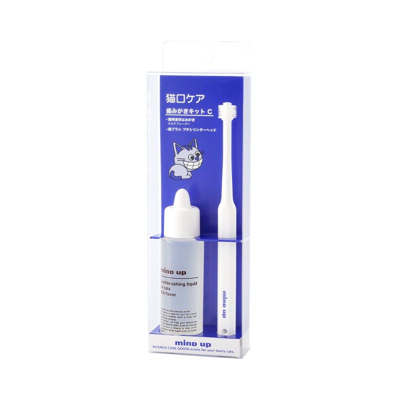 Mind Up - 貓用Slim360度潔齒套装 V2 #M42 (液體牙膏30ml+幼身360度牙刷) (91603527)
