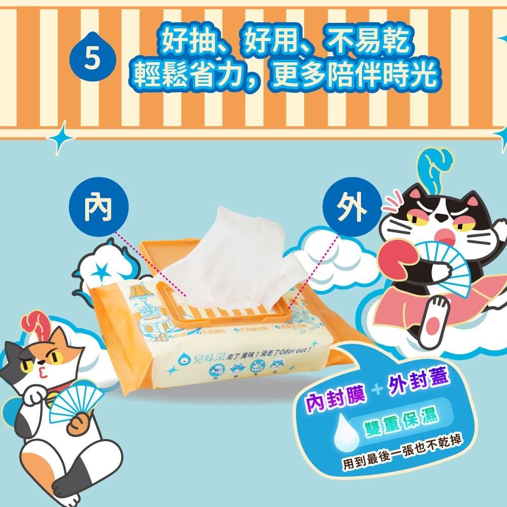 ODOUT - 臭味滾 (貓用) 抗菌除臭濕紙巾 50抽 (中文版) (91603827)
